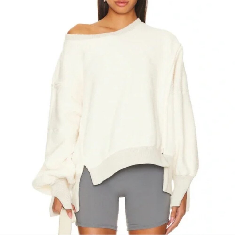 We The Free Cozy Camden Teddy Sweatshirt in Vanilla Ice Cream XL NWT